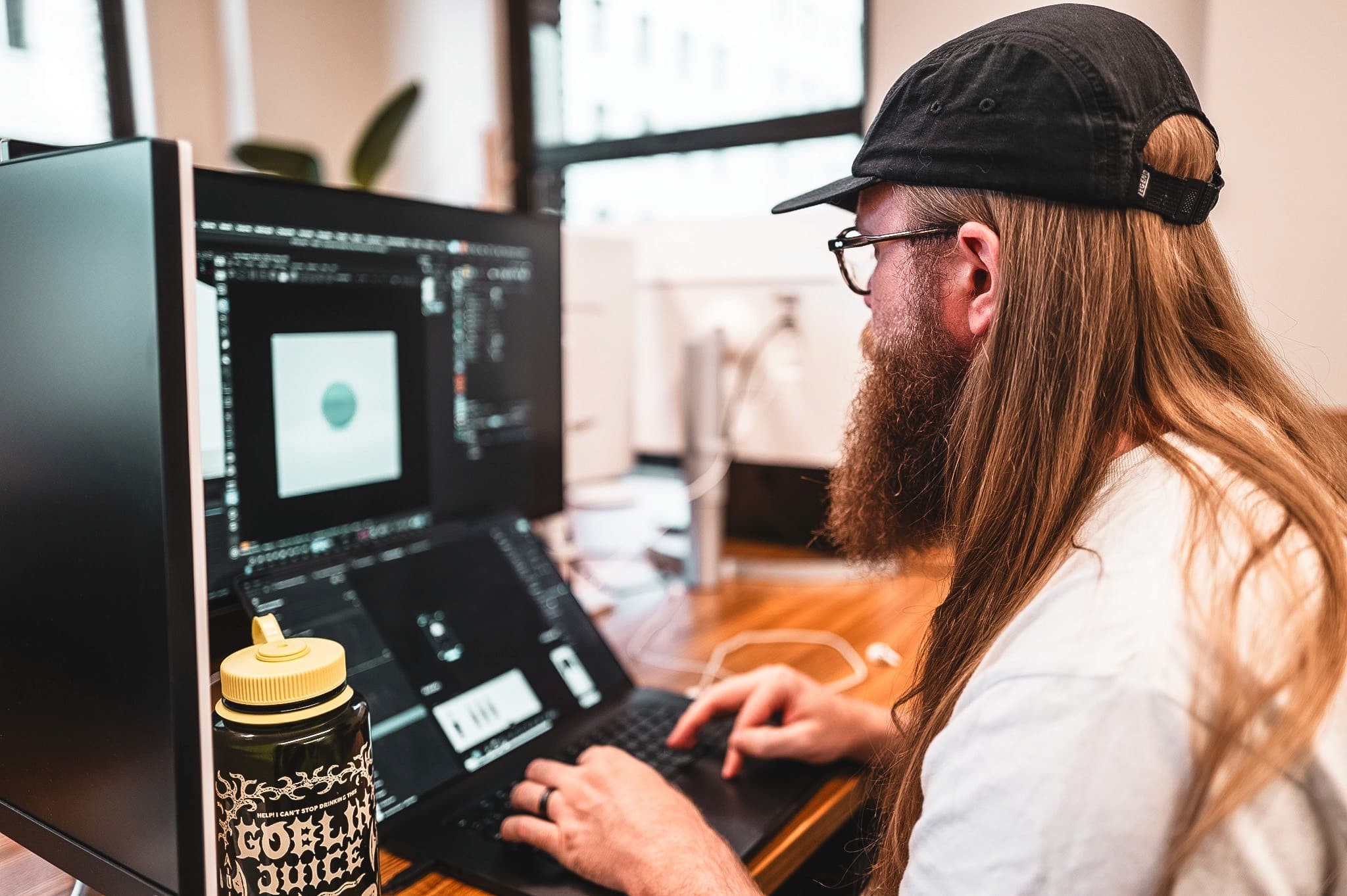 Team member working at computer
