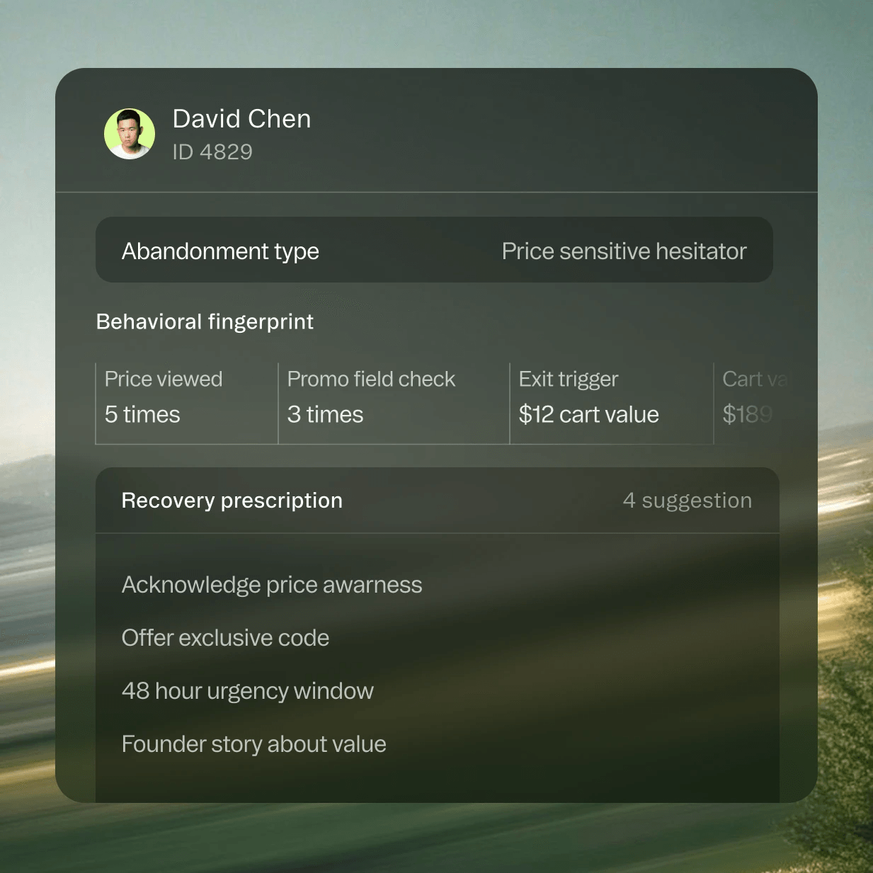 Cart recovery visual